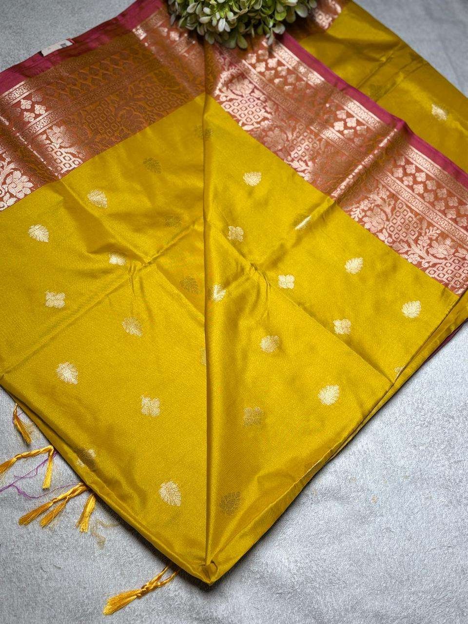 Yellow Colour Bangalore Silk Saree